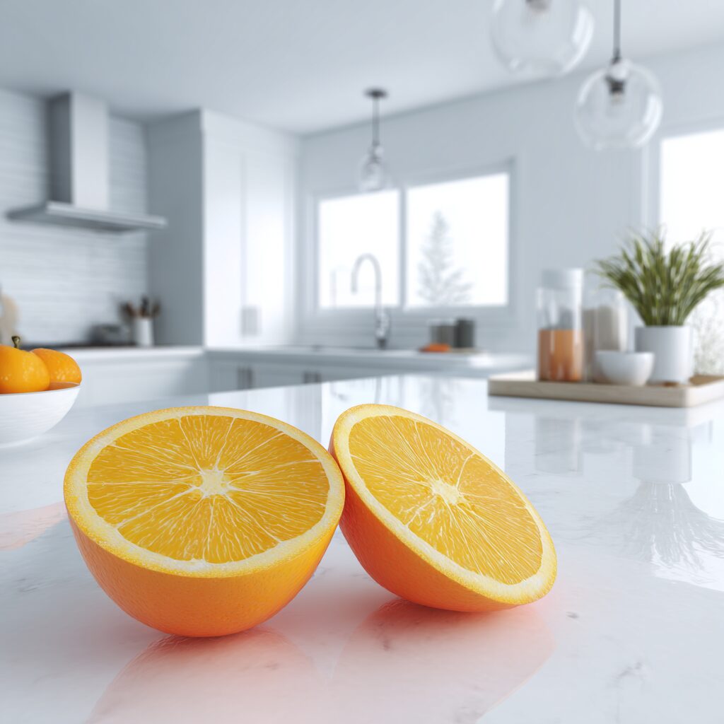 cleaning kitchen with citrus