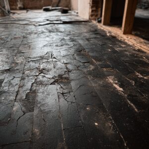 black mastic wood floor