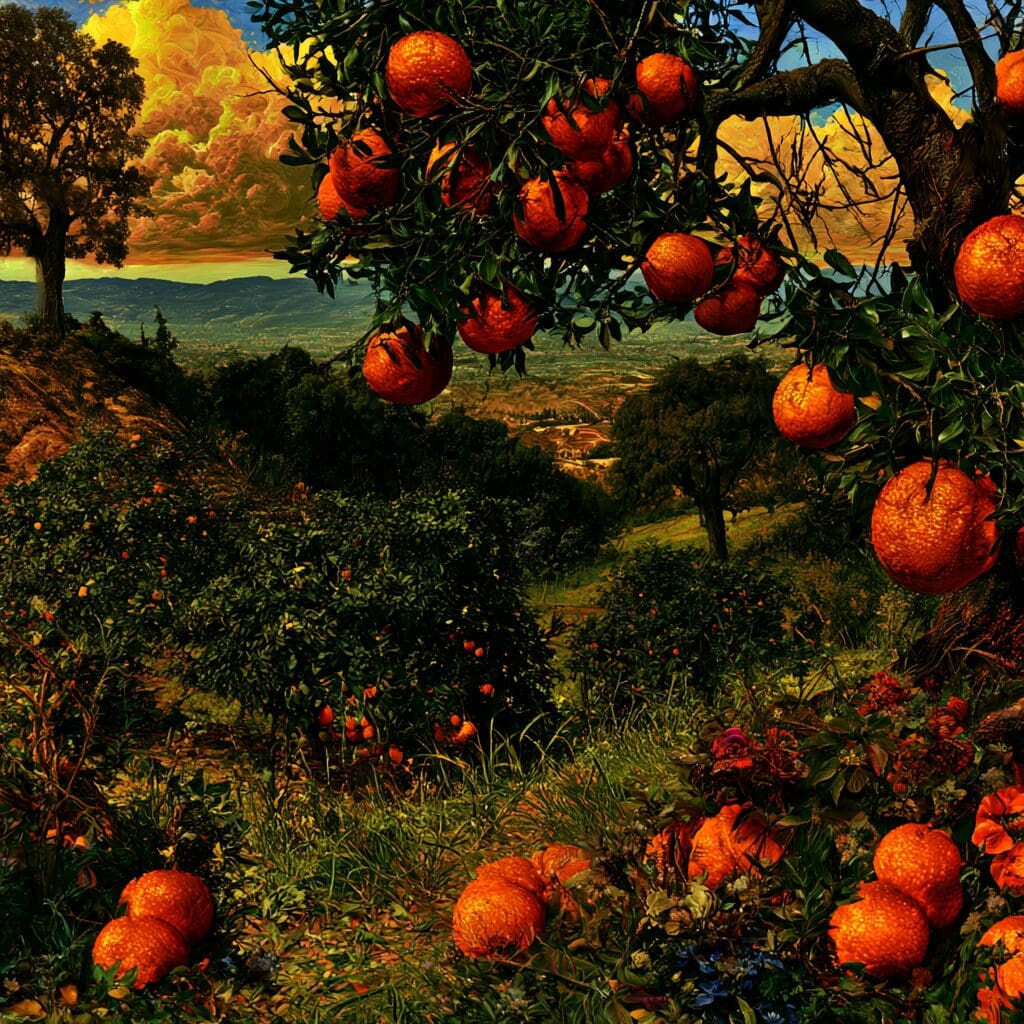 oranges on a hill